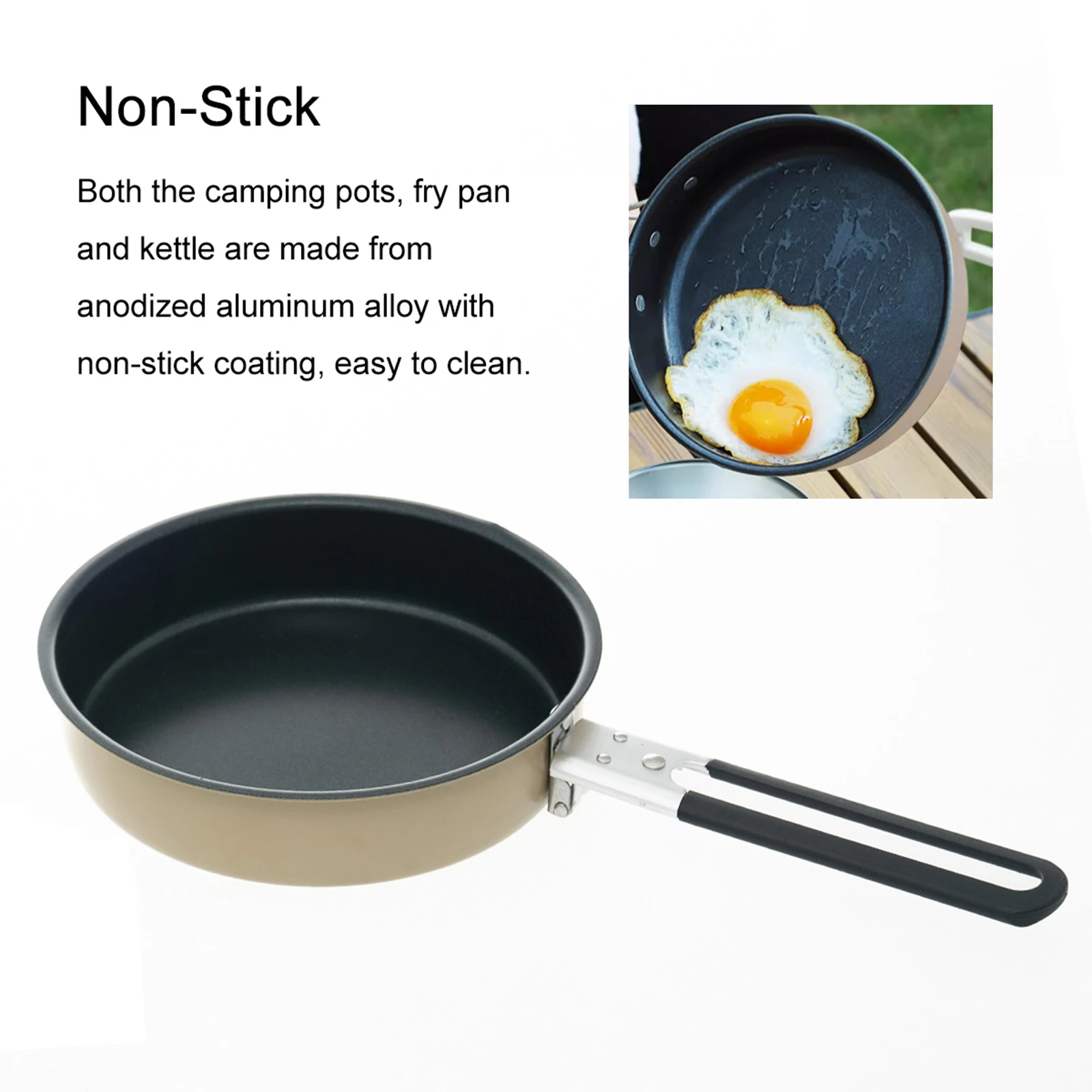 

Набор посуды для кемпинга беспорядка, неприлипающий легкий походный горшок и сковорода, чайник, портативный чайник для приготовления пищи и сковорода, посуда для пикника