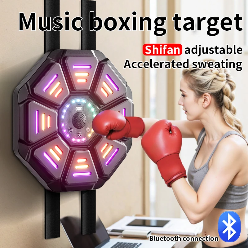 Machine De Boxe Musicale Bnlei Avec Gants – Appareil D'entraînement Bluetooth Mural, LED, 9 Modes
