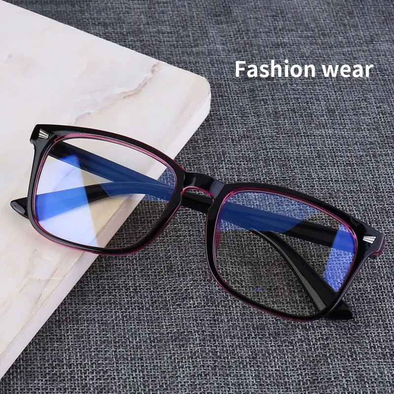 Eyeglasses Frames Eye Protection Glasses Frame Classic Casual Plain Glasses Anti Blue Light Retro Mirror without Degrees