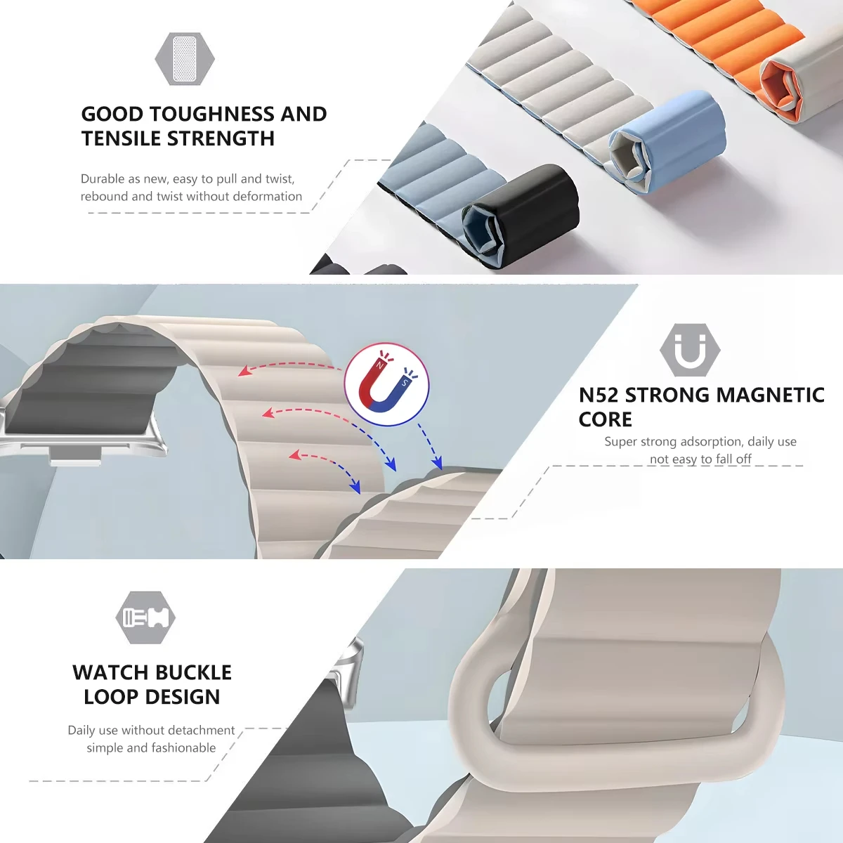 Magnetic Silicone Sport Wristband Bracelet - Colorful Strap