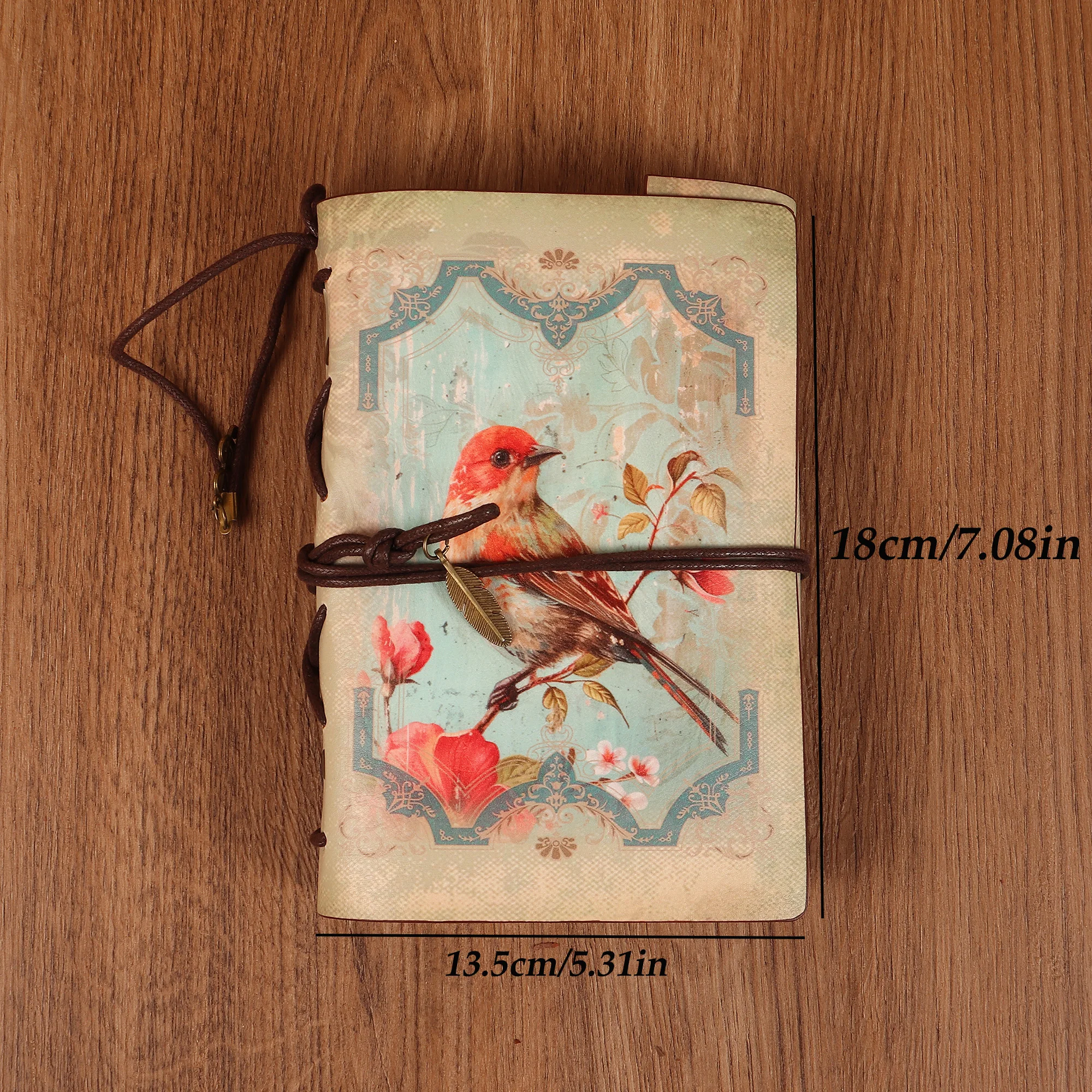 1pc(90sheets) 빈티지 방수 소 가죽 쓰기 가능 저널 보관 노트 2개 스티커, 예술 공예, 스크랩북 용품