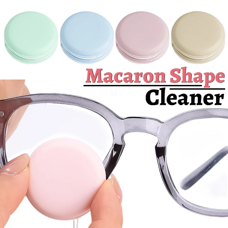 Candy Color Macaron Shape Glasses Cleaning Cloth Pendant Keychain Portable Glasses Lens Wipes Phone Screen Cleaner Cleaning Wipe