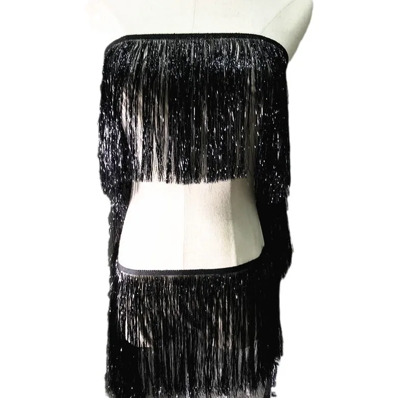 20cm Shiny Silk Thread Tassel Lace Latin Stage Clothing Accessories DIY Curtain Webbing Dress Material