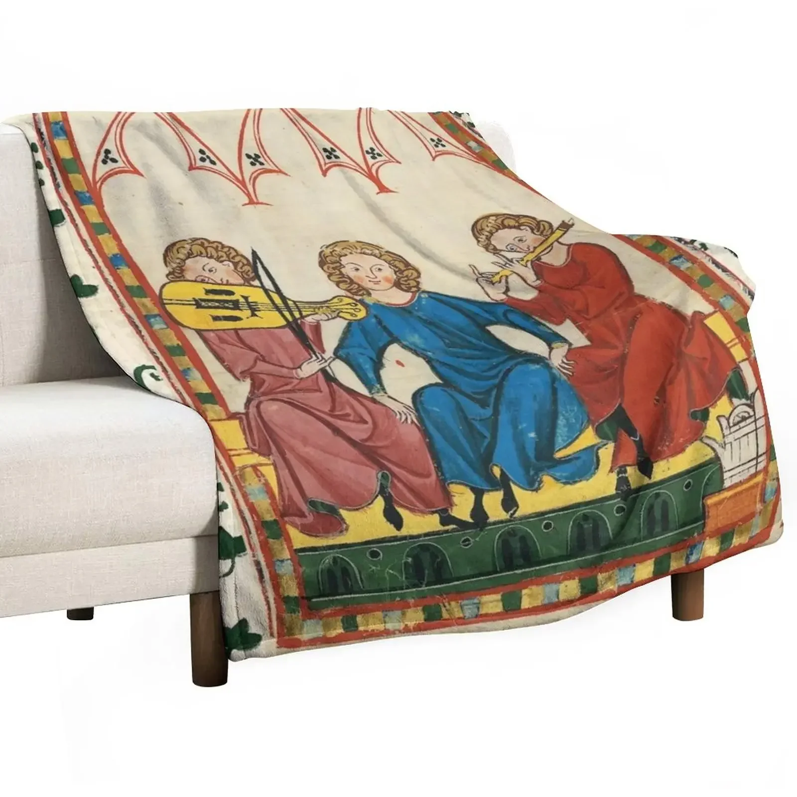 

MEDIEVAL MUSIC AND MUSICIANS ,ANTIQUE MINIATURE WITH WILD ROSES Throw Blanket For Sofa Thin Flannel Blankets