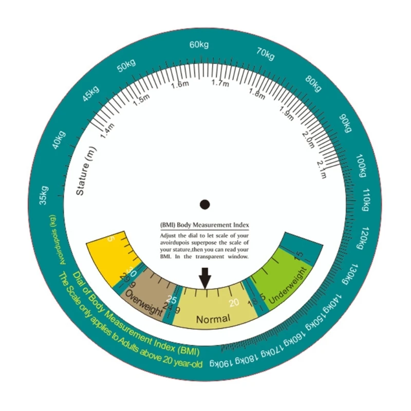 Stable performance Weight Height Measurer Body Mass Index Wheel Calculator