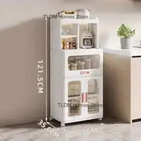 ตู้เก็บของในครัวสไตล์นอร์ดิกมินิมอล ตู้เก็บของในครัวสำหรับเตาอบ ตู้เก็บของในครัวสำหรับเครื่องใช้ในครัว ตู้ไมโครเวฟแบบตั้งพื้น 6