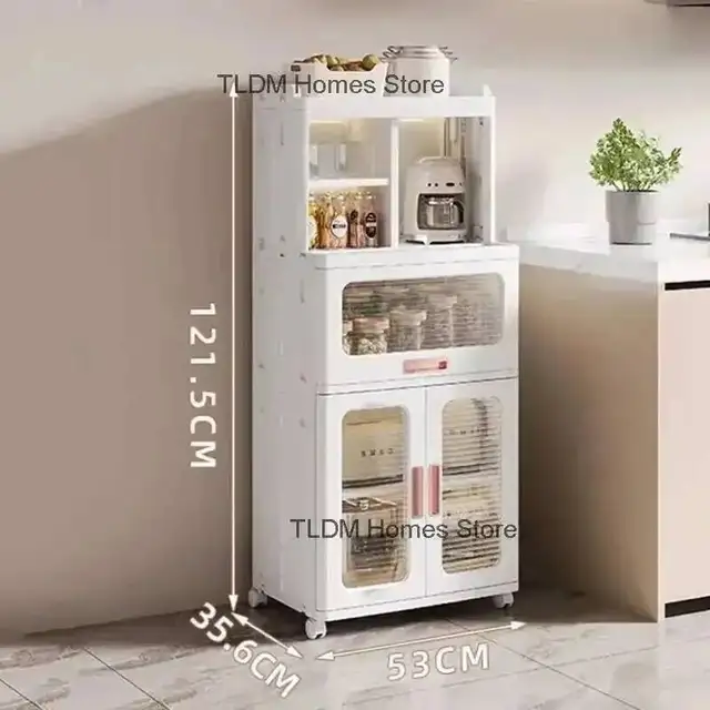 ตู้เก็บของในครัวสไตล์นอร์ดิกมินิมอล ตู้เก็บของในครัวสำหรับเตาอบ ตู้เก็บของในครัวสำหรับเครื่องใช้ในครัว ตู้ไมโครเวฟแบบตั้งพื้น 6