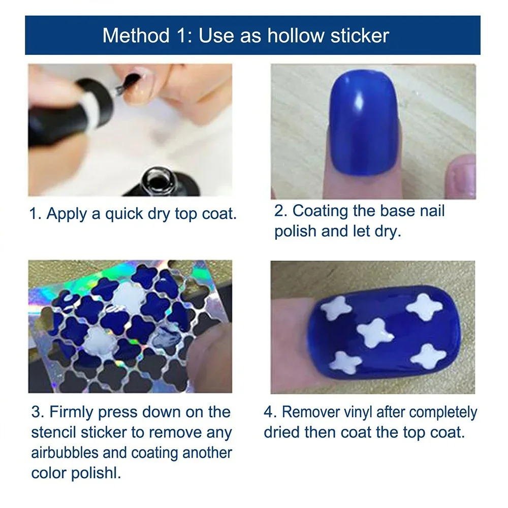 Laser Nail Vinyls - Hollow Nail Stencil Stickers, Transfer Guide Template for Heart, Star, Fish Nail Art Decals and Decorations 5