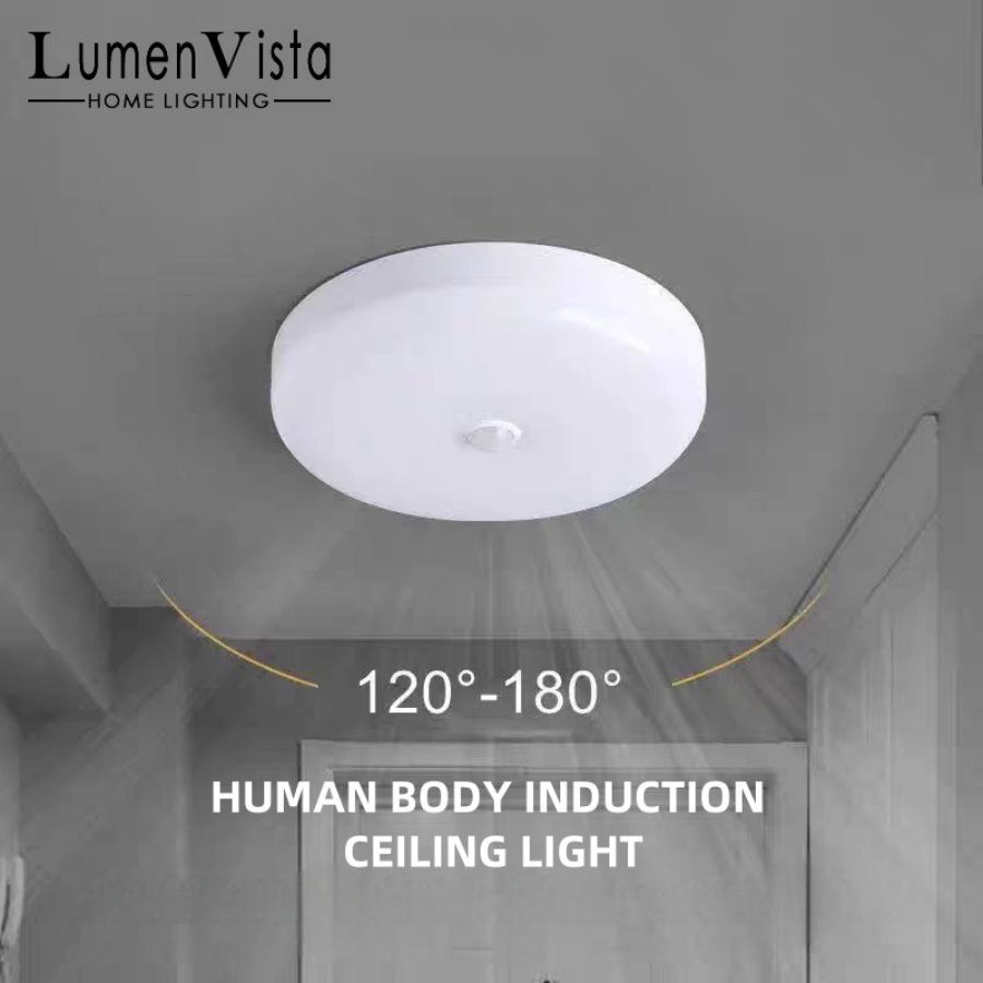 LED Ceiling Light with Human Infrared Induction for Home Garage Attic Door Front Corridor Staircase Warehouse Sensor Lighting
