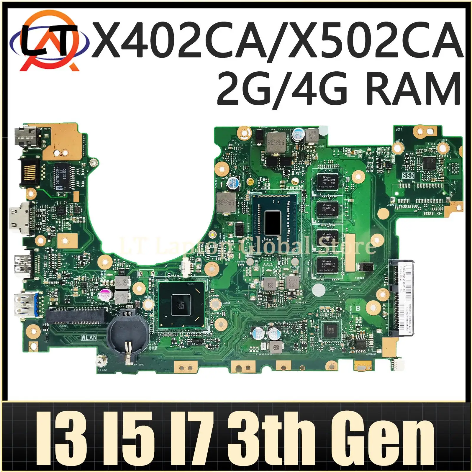 

Mainboard For ASUS X402CA X502CA F402CA F502CA X402C X502C Laptop Motherboard 1007U/2117U i3 i5 i7 3th Gen CPU 2GB/4GB-RAM