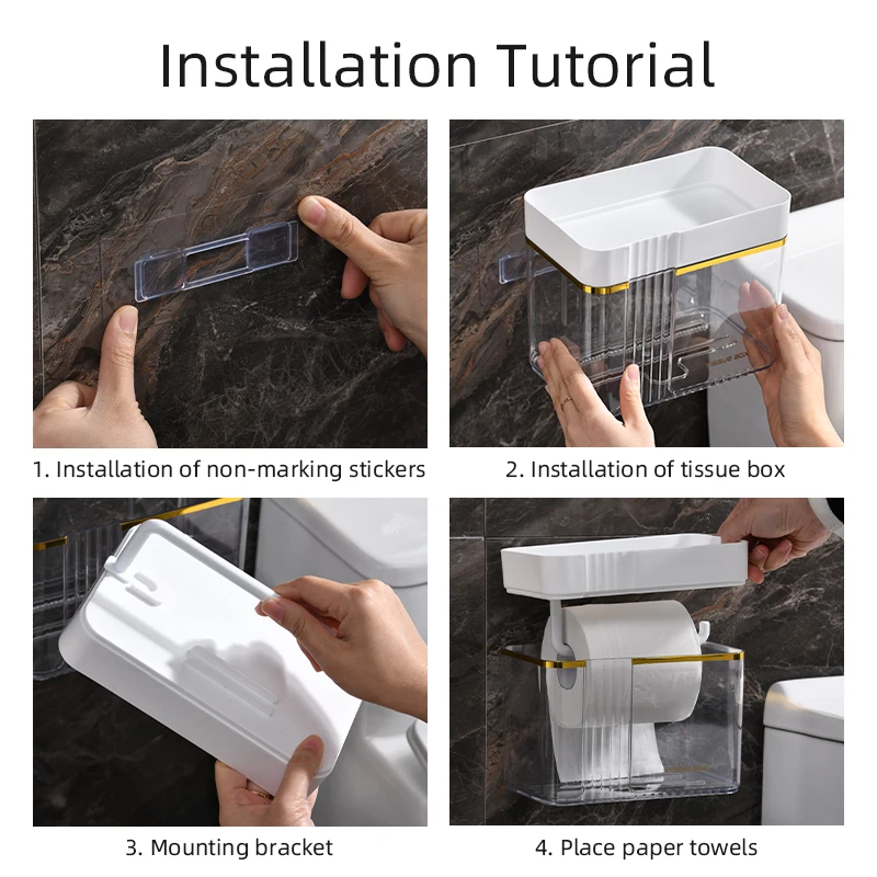 Punch-free Toilet Paper Holder Box Waterproof Storage Toilet Paper Storage Rack Towel organizer Bathroom Tissue Box