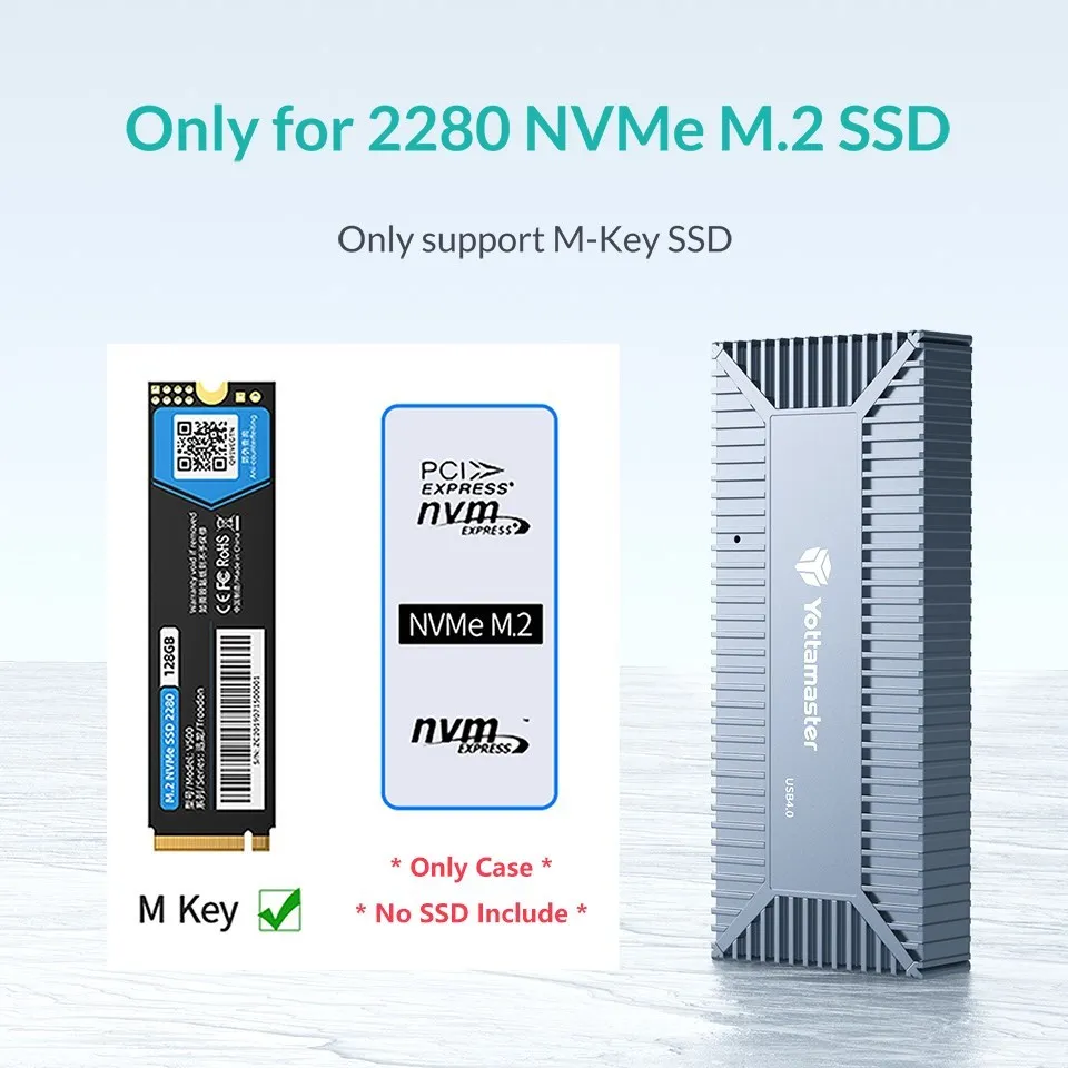 Yottamaster  USB C 4.0 Ʈ 3/4 HD  ̽, M2 ϵ ̺ , 40Gbps USB4 M.2 NVMe SSD Ŭ