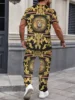 Summer Men's Short Sleeve And Trousers Lion Print Luxury Retro Casual Style Men's Suit Trend Pants And Short Sleeve 2 Piece Set 3
