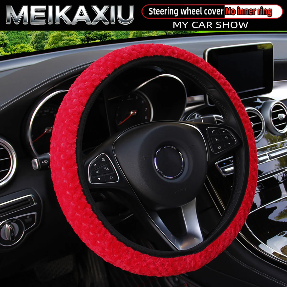 Women's Winter Plush Steering Wheel Cover Image 10