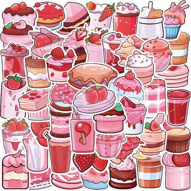 Pink Strawberry Cupcake Anime Girl Waterproof Vinyl Sticker 