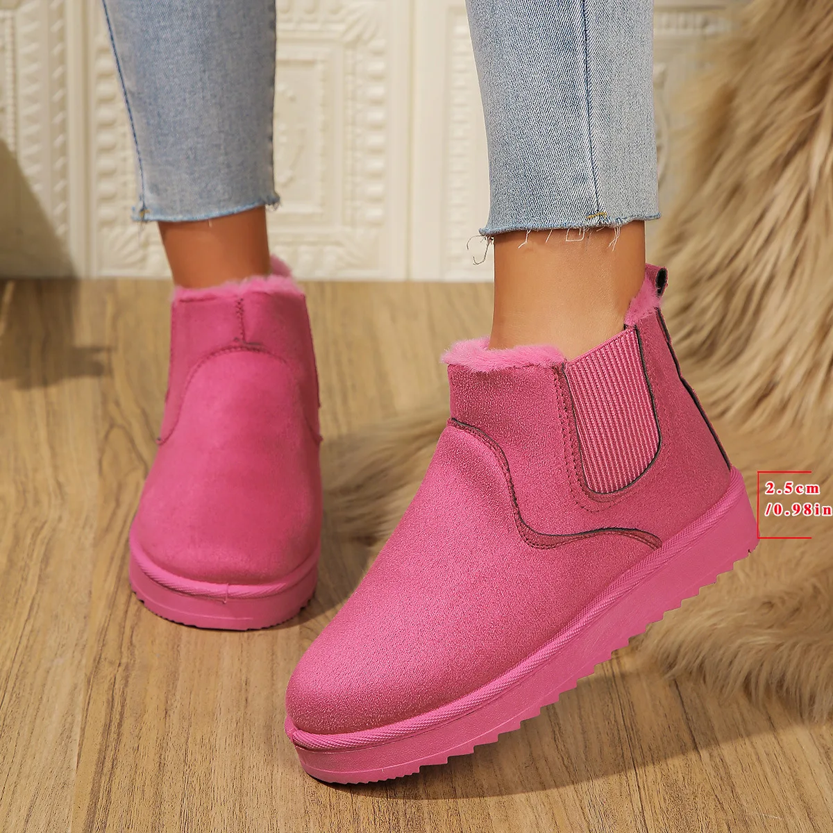 Winter Boots Women New Rubber Thick Sole Ankle Boots for Outdoor Elevated Comfort Warm Walking Cotton Shoes Fashion Snow Boots