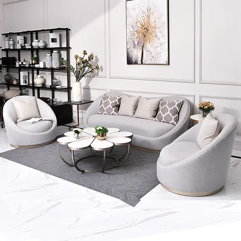 

Private custom Postmodern American light luxury solid wood sofa European living room simple cloth sofa small family furniture