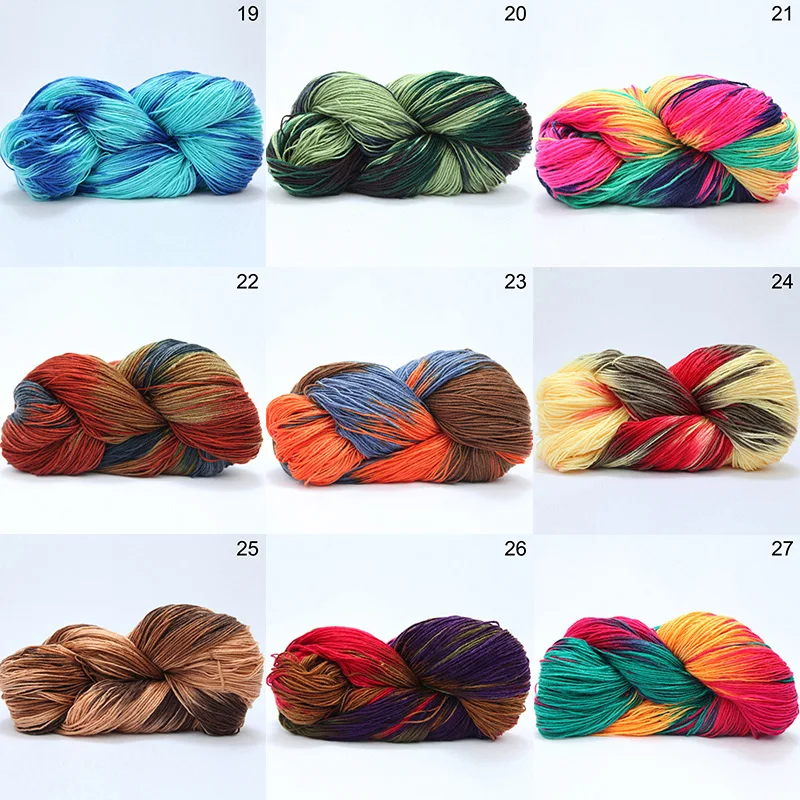 Description Picture 4 of itemAcrylic Wool Yarn Duan Dyed Four Strand DIY Woven Knitting Sweater Sock Scarf Colorful Crochet Yarn Sewing пряжа для вязания 뜨개실