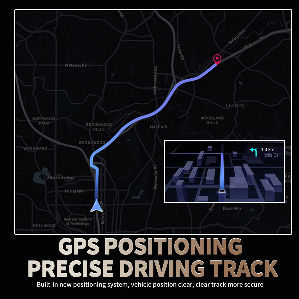TiESFONG A7 자동차 GPS 듀얼 대시 캠 4K 전면 + 1K 캐빈 캠, 장착 가능 후방 카메라 다음과 결합 3CH 비디오 레코더 나이트 비전 지원 24 시간 주차 모니터링