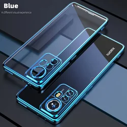 Premium Transparent Plating Silicone Case - Luxury Clear Back Cover for mi 13 pro (Blue)