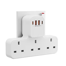 High - Power Wall - Mounted Outlet with USB - A and USB - C Charging Ports - 3 Ac Plugs