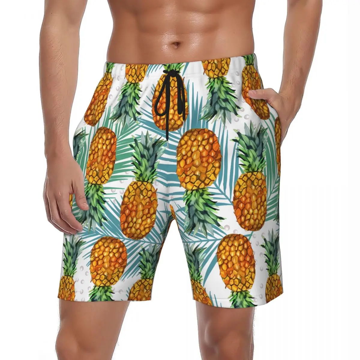 

Summer Board Shorts Men Pineapple Tropical Sports Surf Fruit Hawaii Custom Beach Shorts Comfortable Beach Trunks Large Size