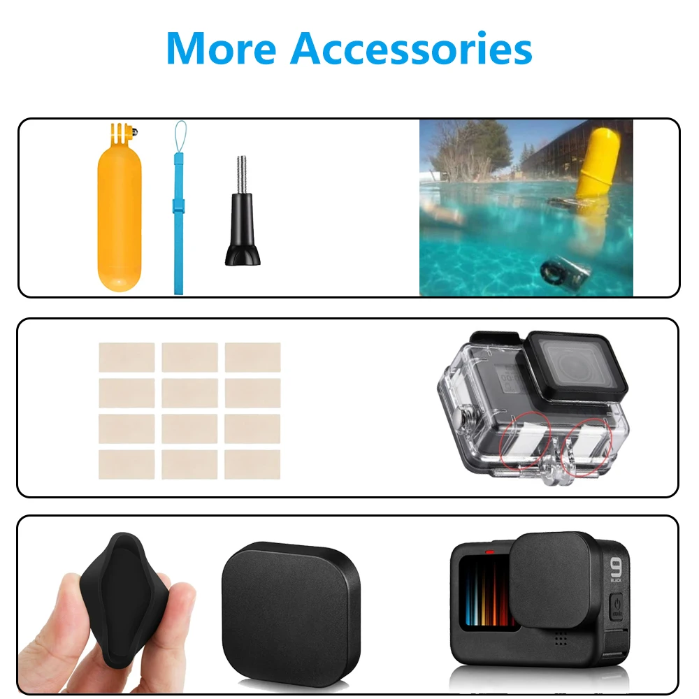Hero 13/12/11/10/9 Waterproof Housing Case Protective Dive Shell for GoPro Hero 13 12 11 10 9 Black Action Camera Accessories