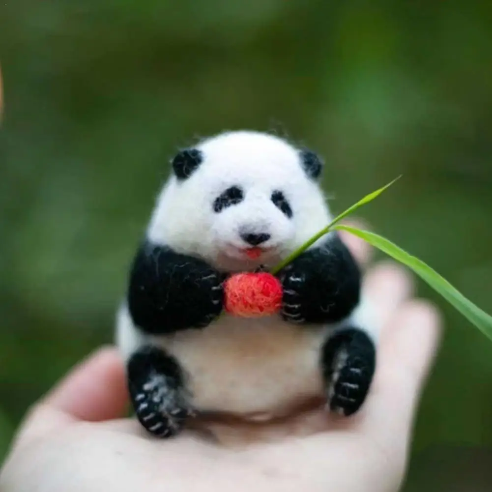 No Finish DIY Wool Needle Felting Kit Panda Toy Doll Wool Needle Felt Beginner Handmade Panda Gift Felt Kits For Women Girl