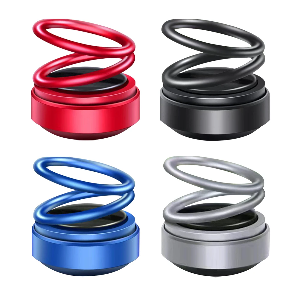 Solar Powered Aromatherapy Diffusers Portable Double Ring Car Perfume Rotating Suspension Car Decoration Accessories