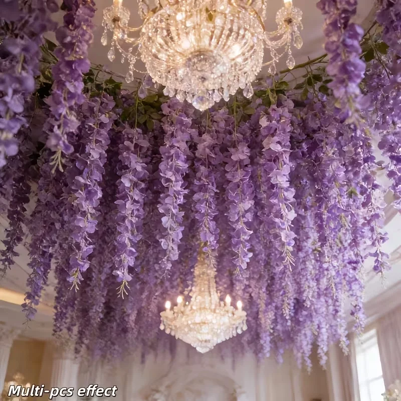 30 Stück Künstliche Elegante Simulierte Glyzinien-Ranken Lila Hängende Blumen für Hochzeiten, Partys, Bögen, Decken, Tische und Wände