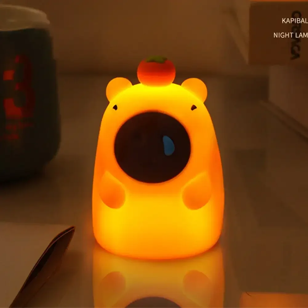 Cute Silicone Capybara Night Light Children's Nightlight Gift USB Rechargeable Animal Touch Bedside Slepp Lamp Timing Function night light