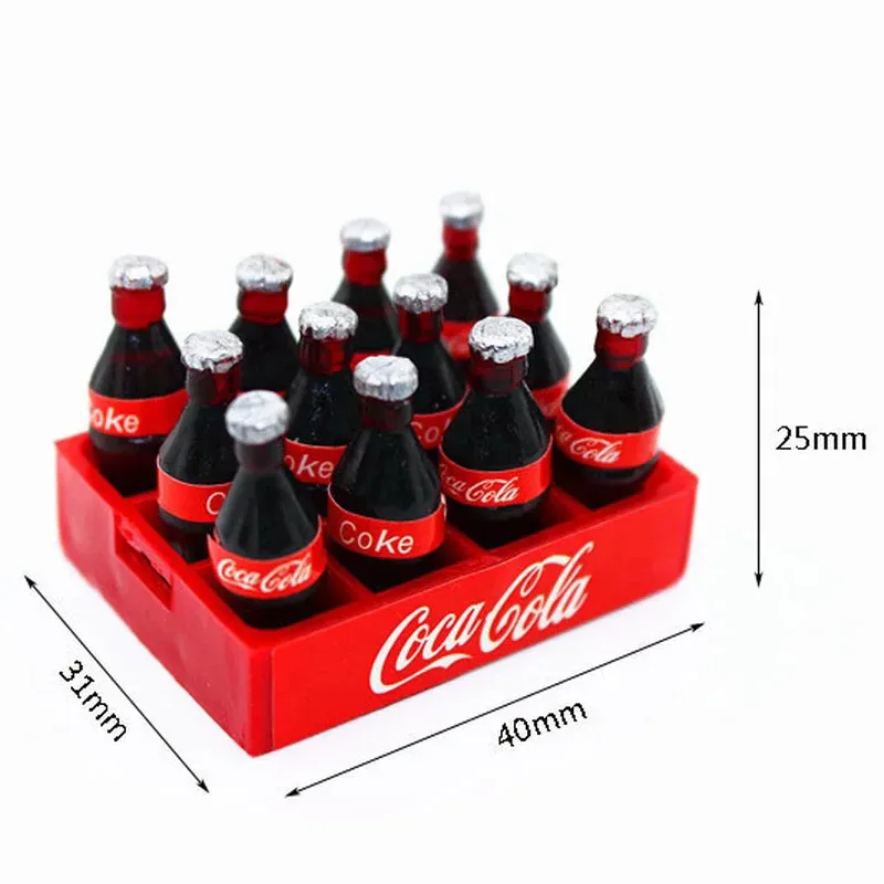 1zu12 Miniatur Korb mit Mini Cola Dosen