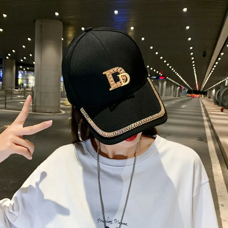 CNTANG 2024 패션 다이아몬드 D 편지 야구 모자 여성용 Snapback 여름 야외 태양 보호 모자 가을 캐주얼 여성용 모자