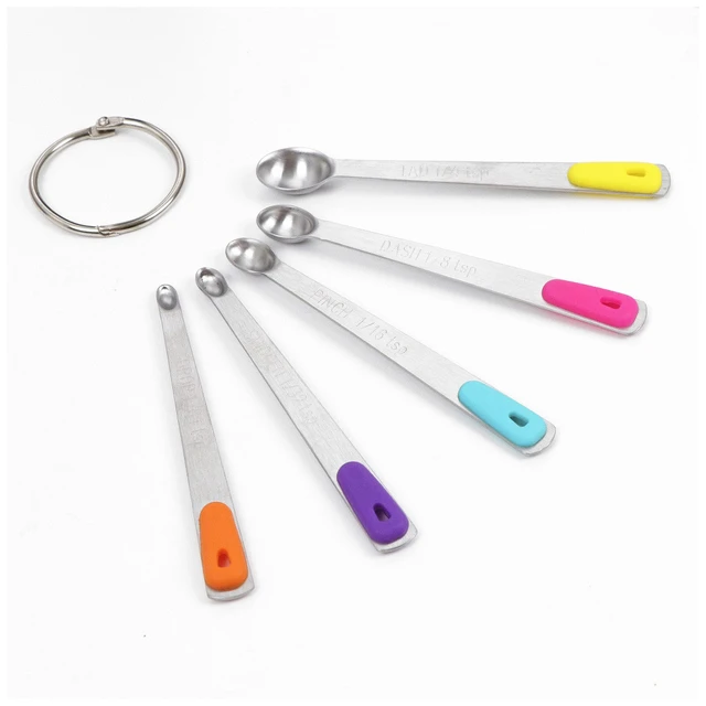 Measuring Spoons Set 5 Pcs Small Stainless Steel Mini Measuring Spoons 1/4 1/8 1/16 1/32 1/64 TSP Dry or Liquid Ingredients Teaspoon Measure Spoon