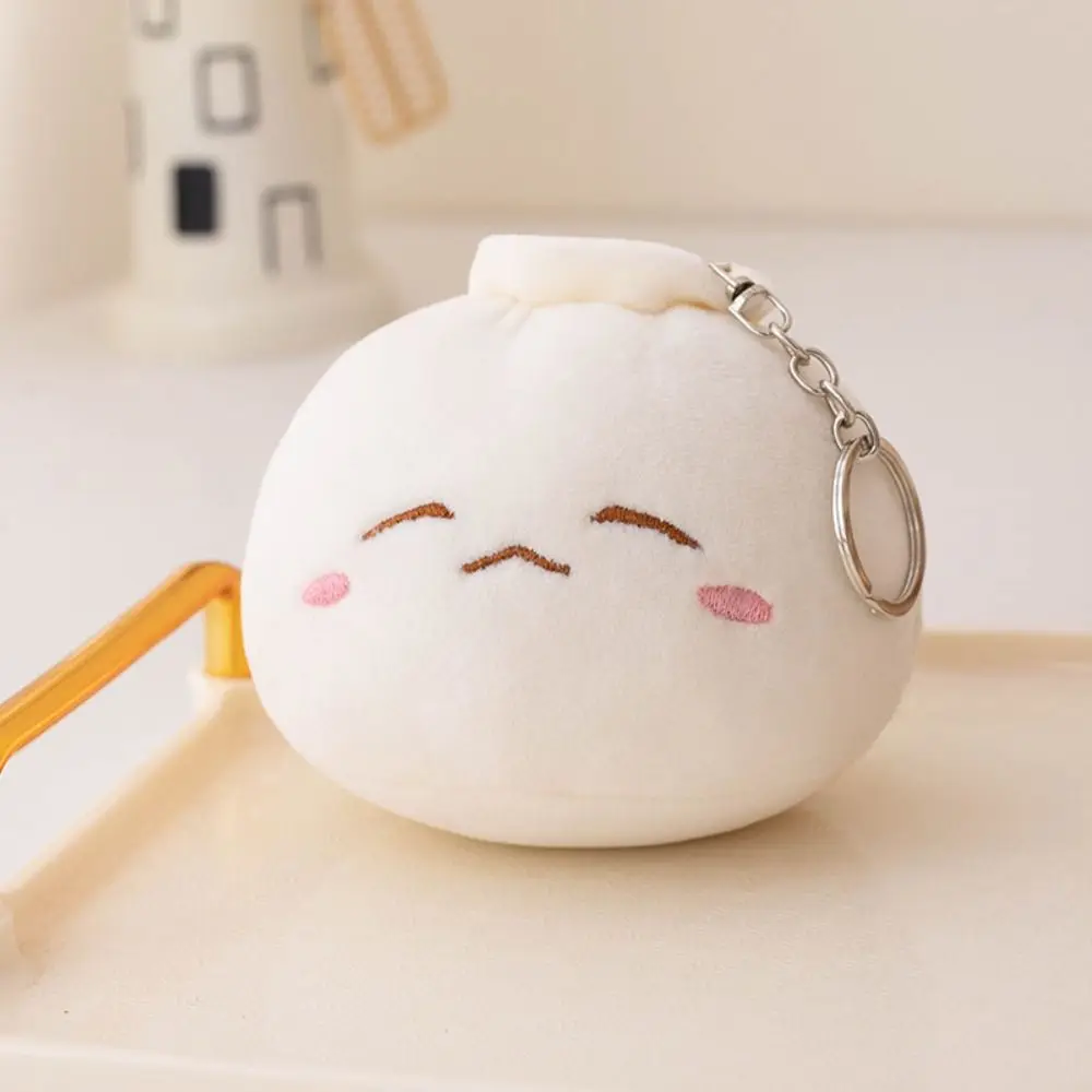 Chinese Soft Dolls Rice Bao Plush Key Holder Face Food Steamed Stuffed Bun Mini Cartoon Plush Dumplings Keychain Bag Pendant