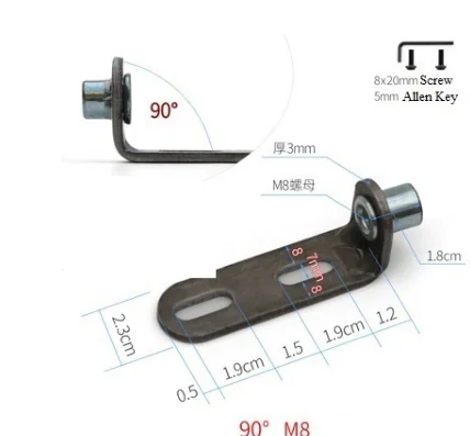 4Pcs 90 98 Degrees L Shaped Transforming Pivot Bracket M6 M8 Threaded Nut Furniture Chair Hardware Fitting