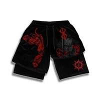 Short de sport Anime 2 en 1 pour homme, séchage rapide, maille respirante, short de performance, sports d'été, fitness, entraîne 2