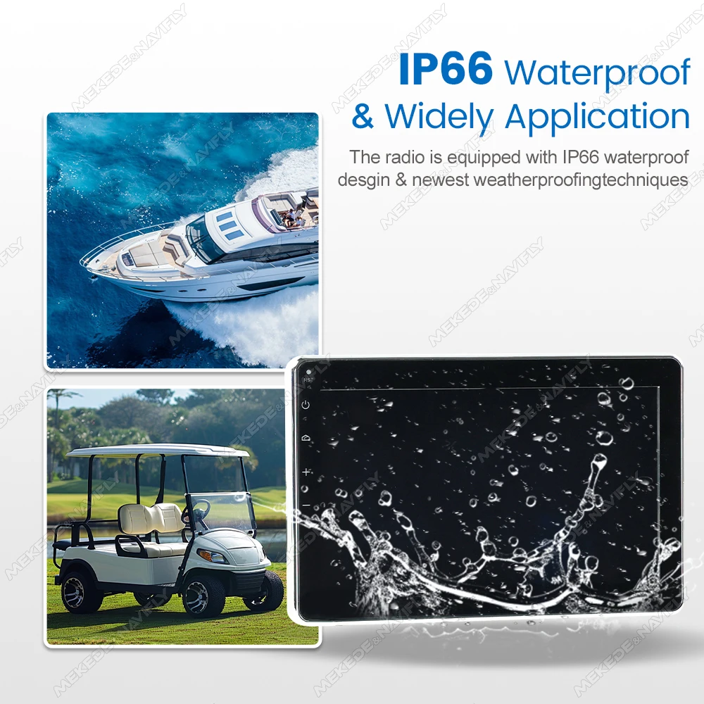 Marine Audio Boat Radio For Yacht Gauge ATV UTV RV Golf Cart Speedboat MP5 Player IP66 Waterproof BT5.0 Support Carplay Auto