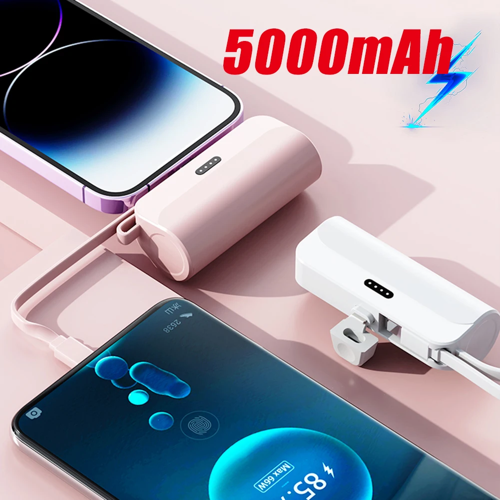Mini Power Bank 5000mAh, chargeur portable, charge rapide, téléphone, batterie externe de rechange, iPhone, Xiaomi, Samsung, Huawei