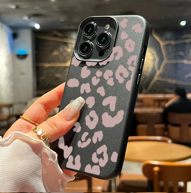 Luxury Cute PU Leather Leopard Print Phone Case Cover