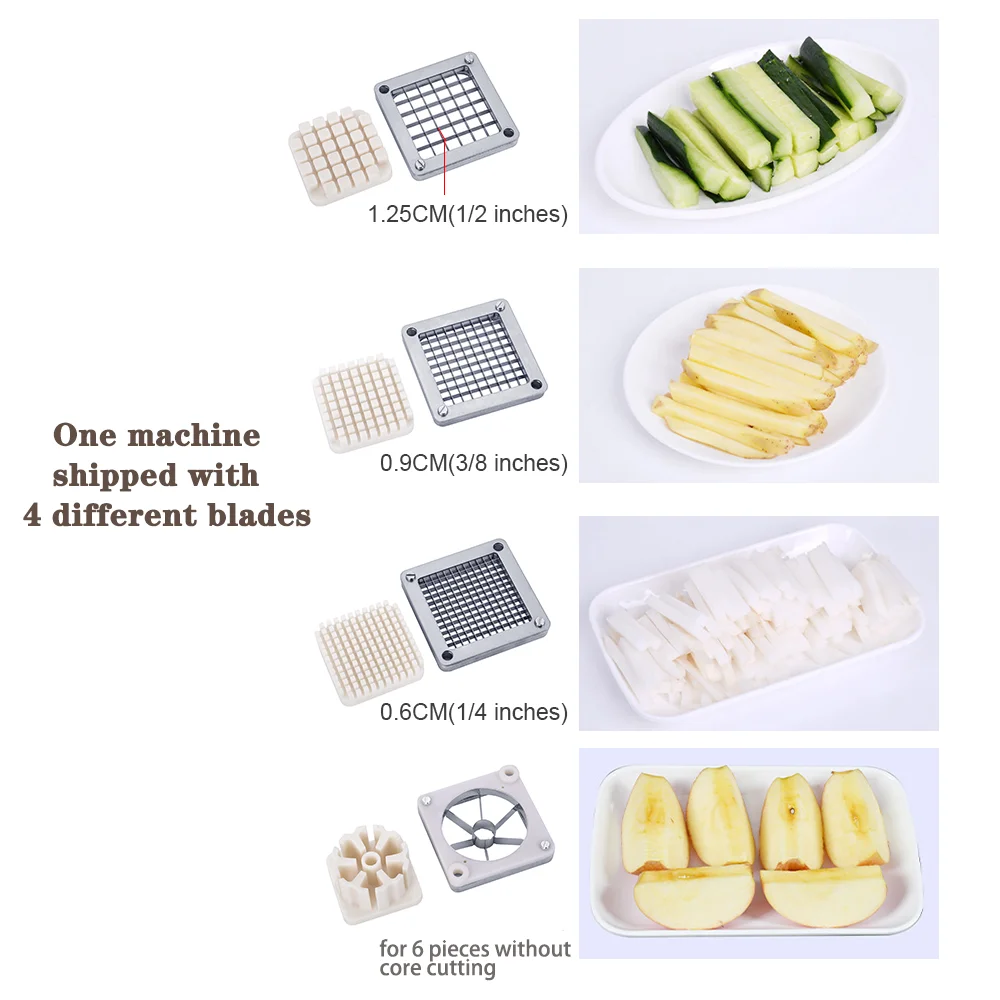 Manual Potato Cutter Multifunctional Vegetable Cutting Machine Vertical Fries Maker With 4 Blades Restaurant Kitchen Tools