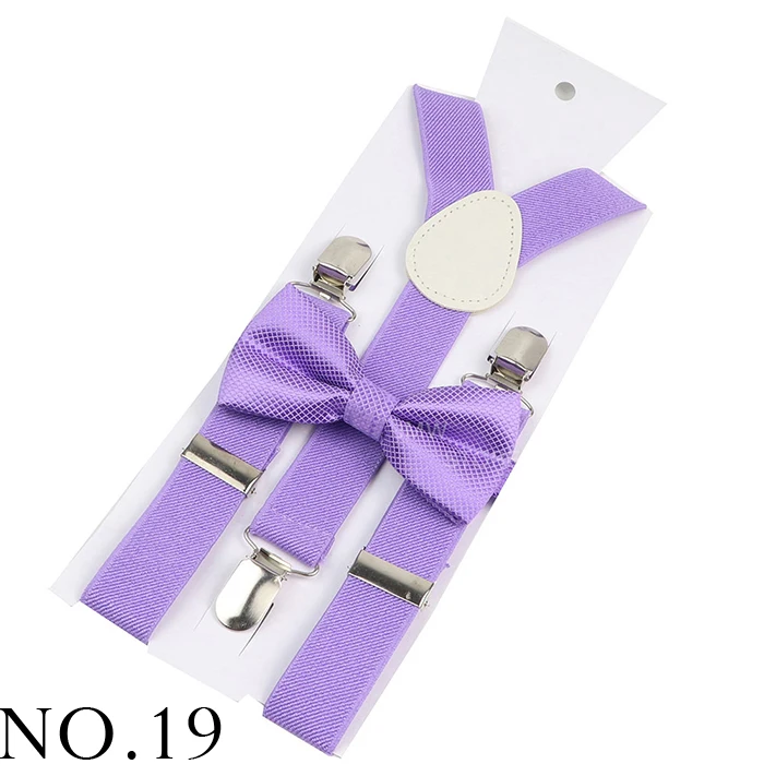 Adjustable Elastic Leather Suspenders Bowtie Set Men Women Baby Blue Braces Straps For Wedding Y-Back Shirt Accessories Gift