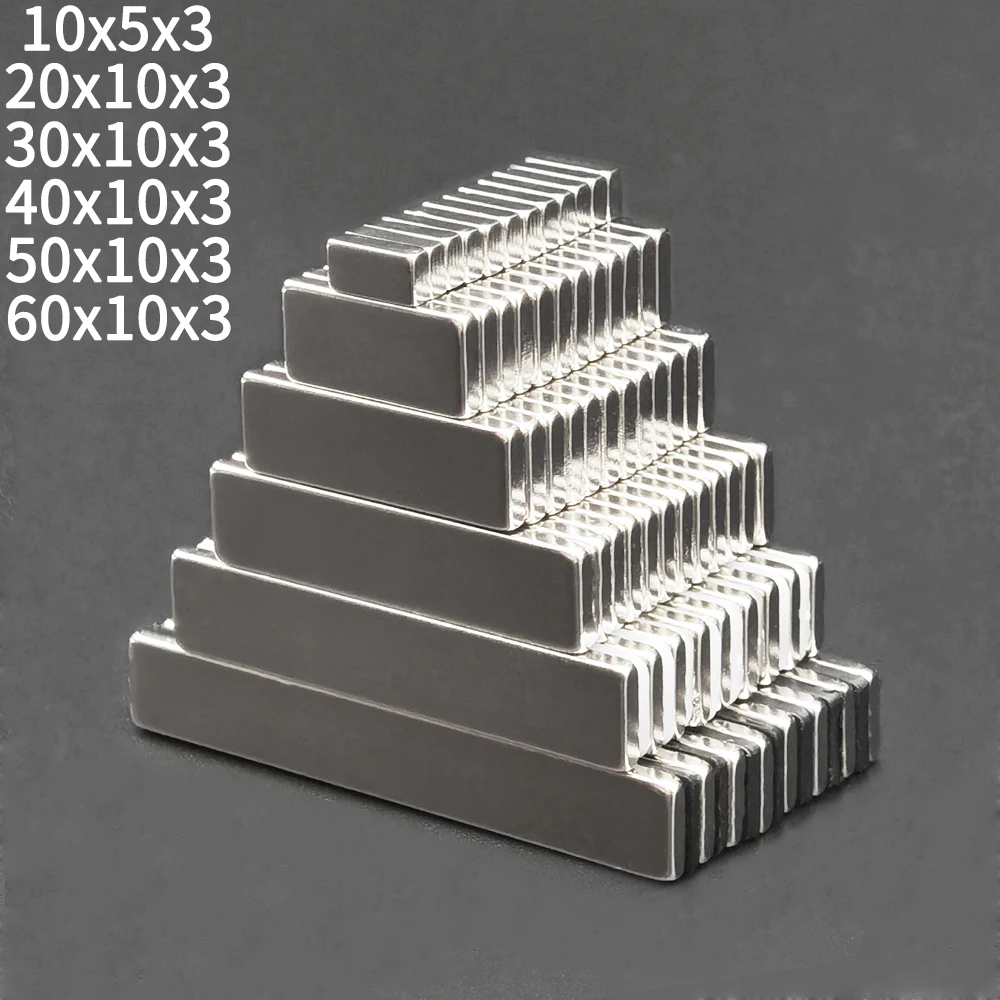 10x5x2-60x10x3mm Block Rectangular Neodymium magnets N35 Strip Magnet