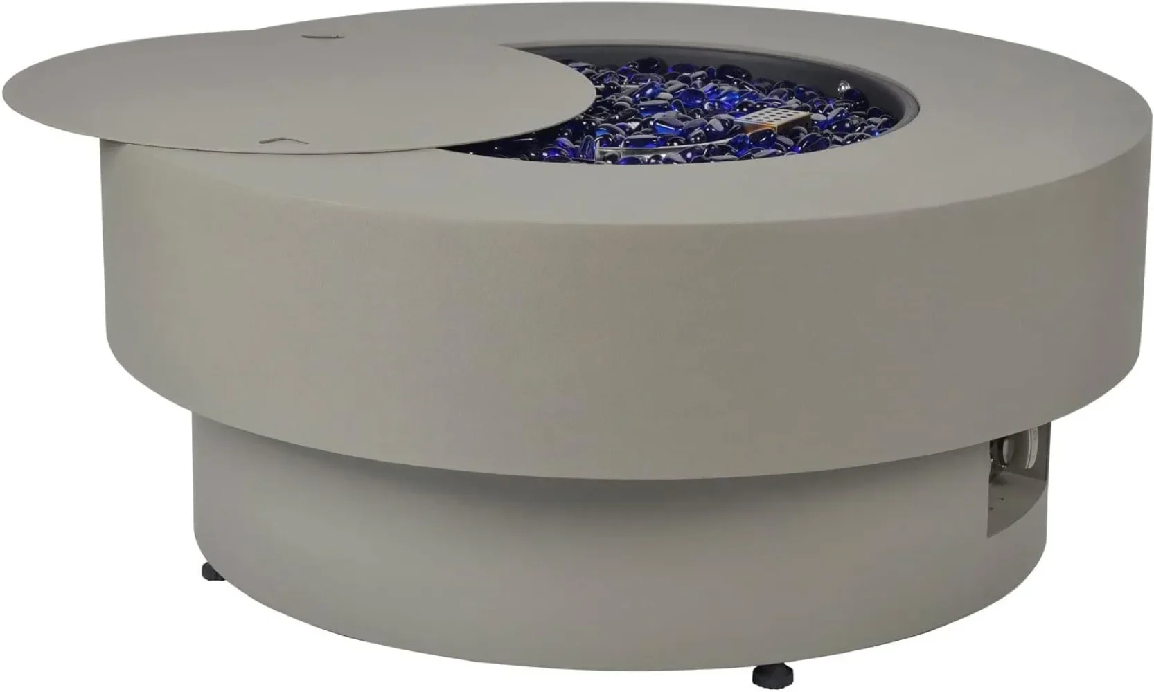 Description Picture 5 of itemPropane Outdoor Fire Pit Table, Flint & Concrete Look 33-inch Round Patio Gas Fire Table 50,000 BTU w/Lid, Fire Glass