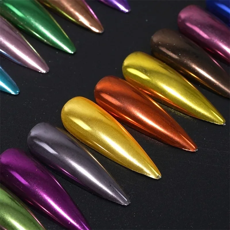 HNDO Chrome Powder Nails Rubbing Glitter Mirror Effect for Professional Manicure Design Nail Powder Nail Pigment Nail Glitter Nail Decoration Nail Decorations
