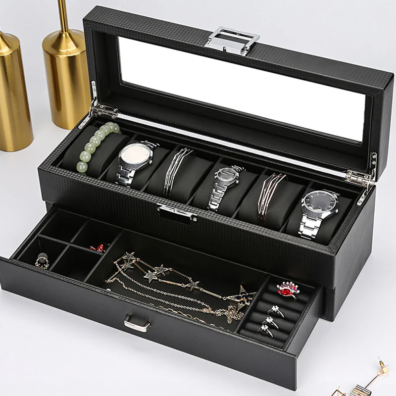 New Luxury Pu Leather 2/3/6/10/12/20/24 Grid Watch Storage Box Jewelry Display The Best Gift
