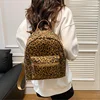 New Women's Korean Fashion Leopard Canvas Backpacks Large Capacity Casual Travel Shoulder Bags Totes School Bag Knapsack 6