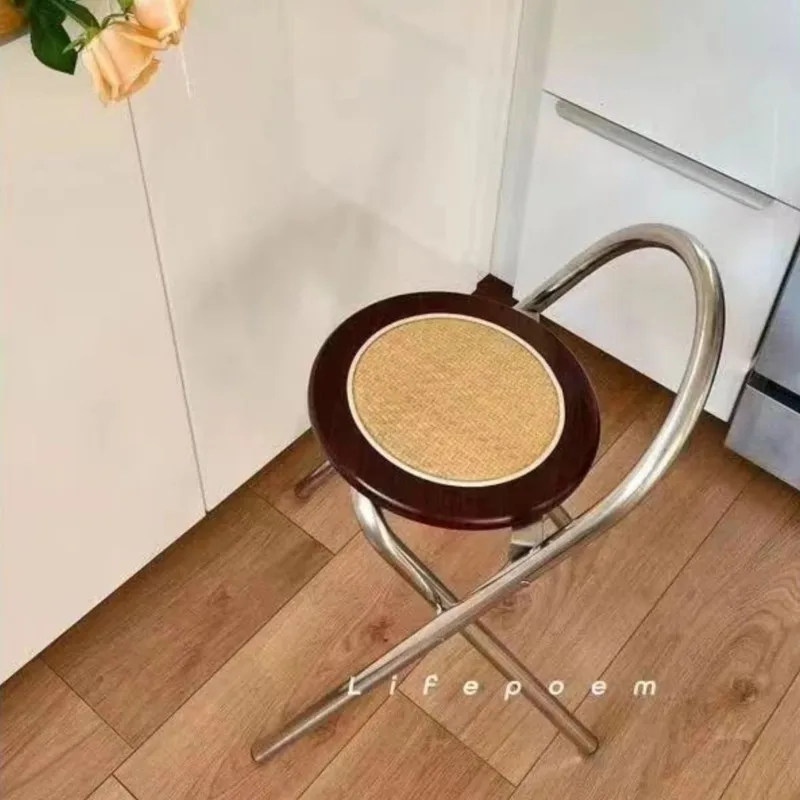 Realife Simple And Luxurious Rattan Woven Backrest Dining Chair Retro Nordic Style Folding Home Chair That Can Be New
