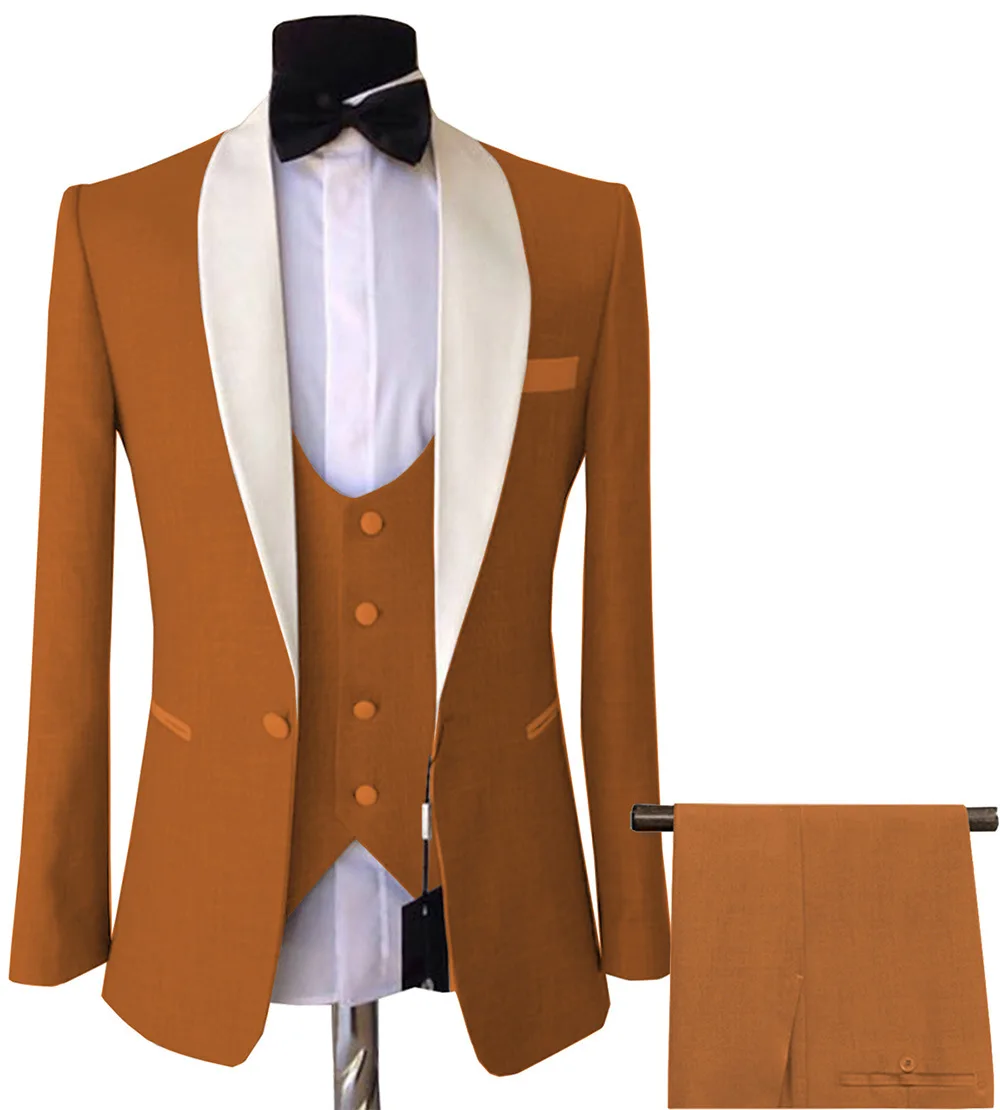 Business Suit Jacket Coat Blazers Trousers Waistcoat Men's Wedding Three Pieces Pants Vest Large Size Professional Suits