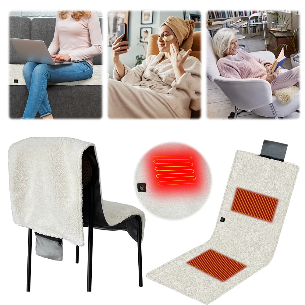 Electric Heated Seat Cushion Waterproof Folding Heating Chair Pad Outdoor Camping Seat Cushion for Park Stadium Car Travel